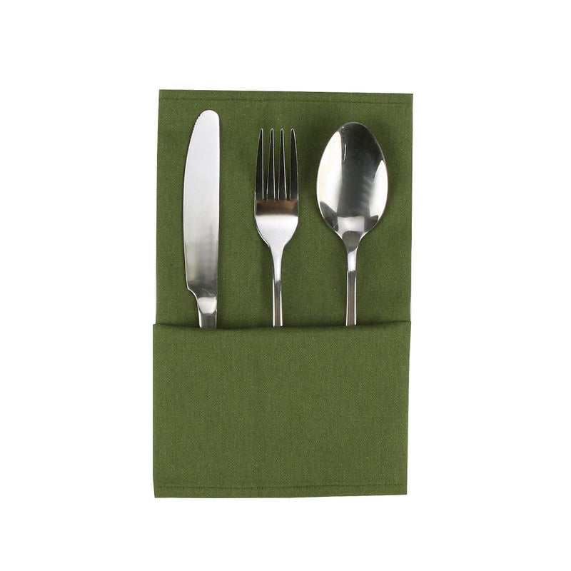INFEI Solid Color Cotton Blended Dinner Cloth Napkins - Set of 12 (17 x 17 inches) - for Events & Home Use (Army Green) - Image 2